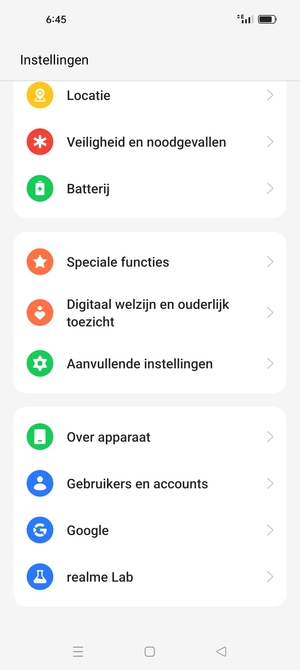 Scroll naar en selecteer Over apparaat