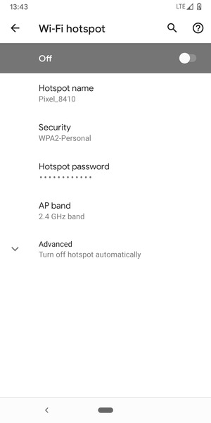 Select Hotspot password