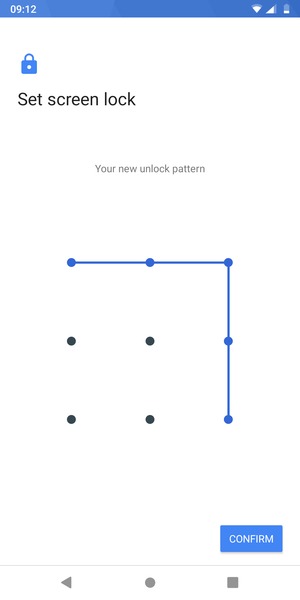 Draw the unlock pattern again and select CONFIRM
