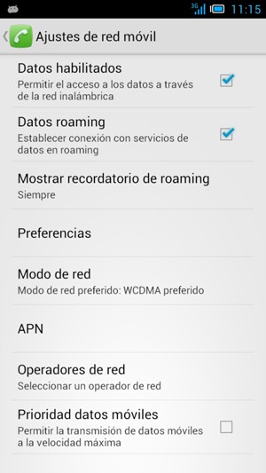 Seleccione Modo de red