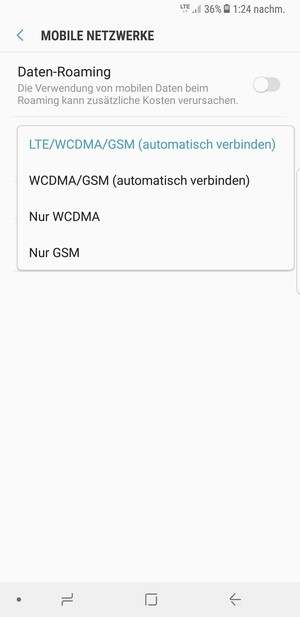 Wählen Sie Nur GSM, um 2G zu aktivieren