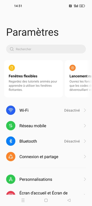 Sélectionnez Réseau mobile