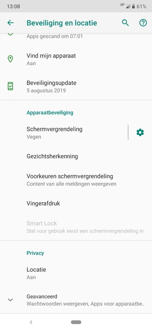 Scroll naar en selecteer Locatie