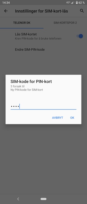 Skriv inn Ny PIN-kode for SIM-kort og velg OK