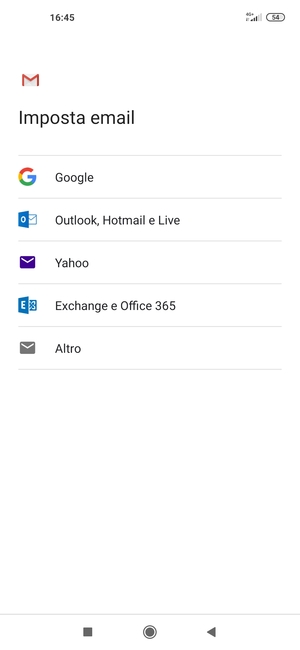 Seleziona Exchange e Office 365