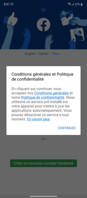 Sélectionnez CONTINUER