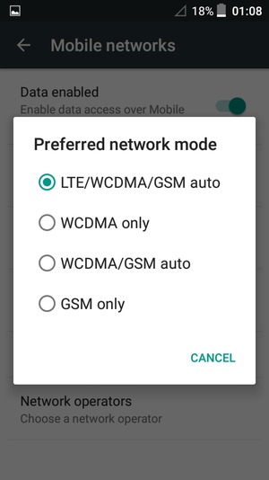 Select 2G only / GSM only to enable 2G