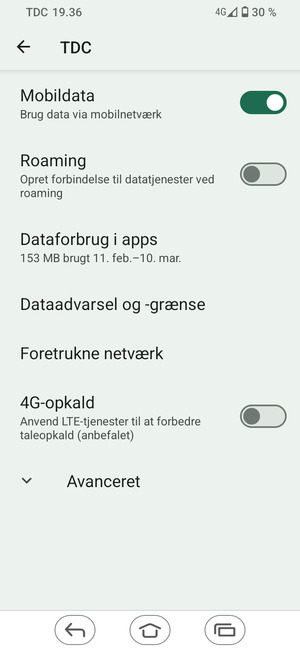 Vælg Avanceret