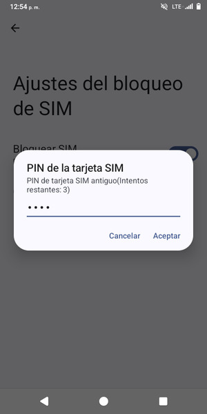 Introduzca su PIN de tarjeta SIM antiguo y seleccione Aceptar