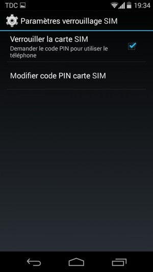 Sélectionnez Modifier code PIN carte SIM
