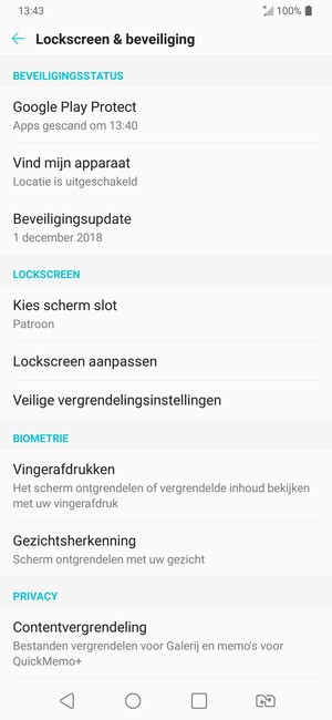 Uw telefoon is nu beveiligd met een schermvergrendeling