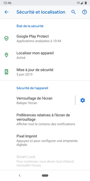 Pour activer votre écran de verrouillage, allez dans le menu Sécurité et localisation et sélectionnez Verrouillage de l'écran