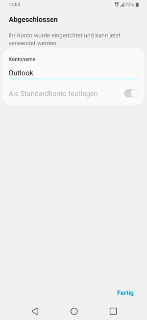 Geben Sie Ihrem Konto einen Namen und wählen Sie Fertig