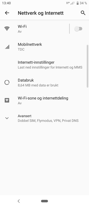 Velg Internet-innstillinger