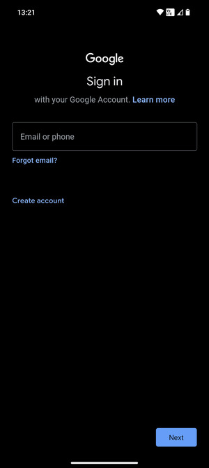 Enter your Gmail address and select Next