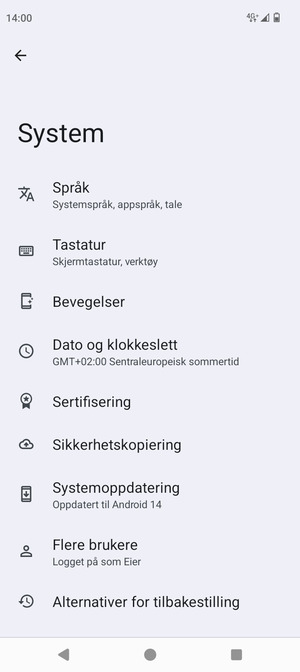 Velg Systemoppdatering