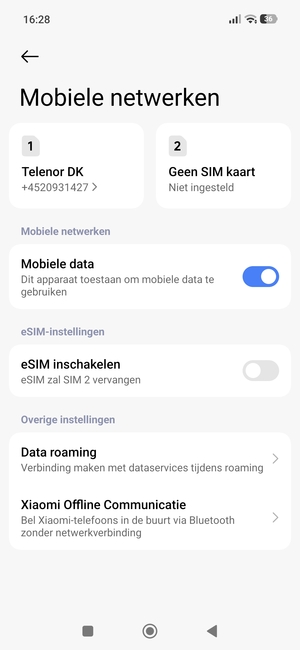 Schakel eSIM inschakelen in