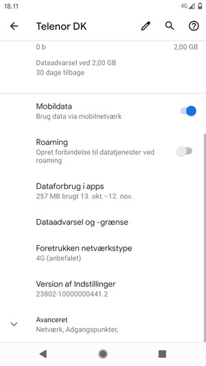 For at skifte netværk, hvis der opstår netværksproblemer, vælg Avanceret