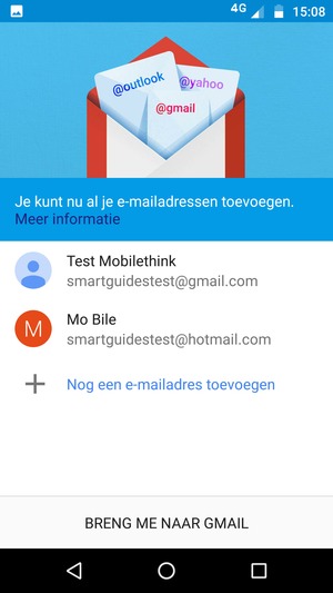 Selecteer BRENG ME NAAR GMAIL