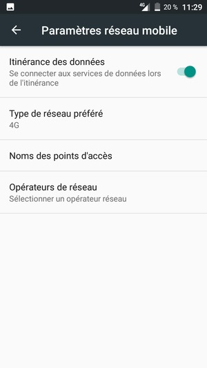 Activer ou désactiver Itinérance des données