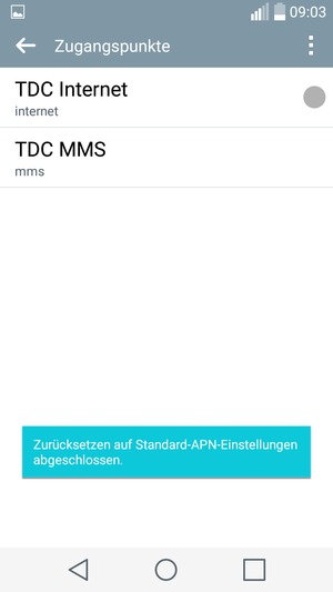 Ihr Handy wird auf Standard-Einstellungen für Internet und MMS zurückgestellt