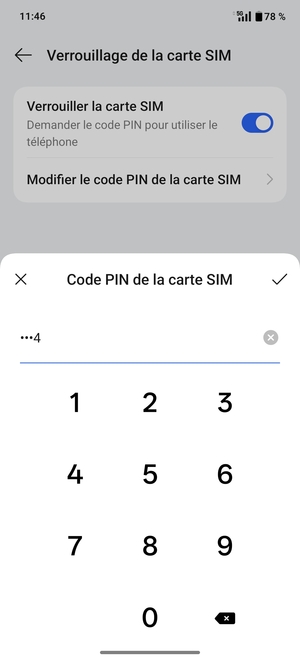 Saisissez votre Nouveau code PIN de la carte SIM et sélectionnez OK