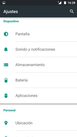 Desplácese y seleccione Batería