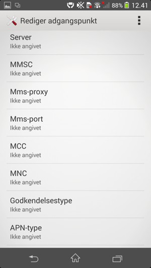 Scroll ned og indtast MMS oplysninger