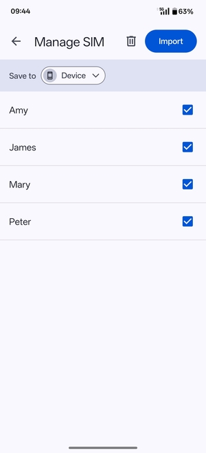 Select the v button