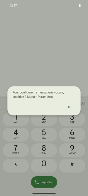 Si votre messagerie vocale n'est pas configurée, sélectionnez OK