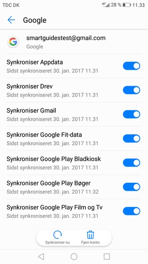 Vælg Synkroniser nu