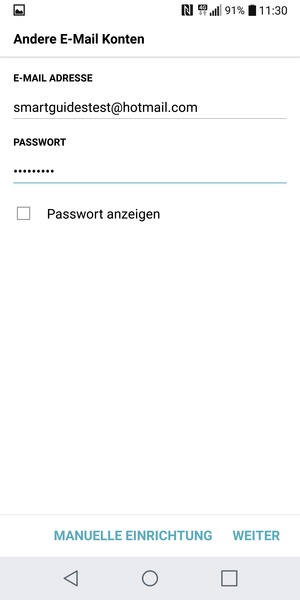Geben Sie Ihre E-Mail-Adresse und Ihr Passwort ein. Wählen Sie WEITER