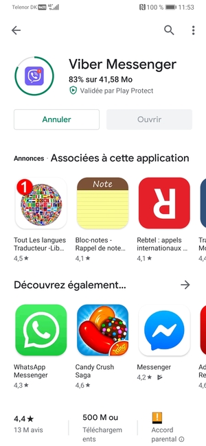 Veuillez attendre la fin de la procédure d'installation