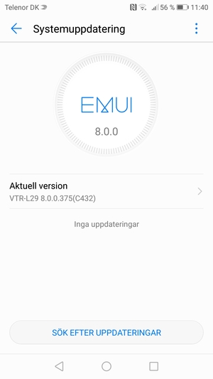 Om din telefon är uppdaterad, kommer du att se följande skärm
