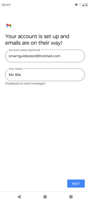 Give your account a name and enter your name. Select NEXT