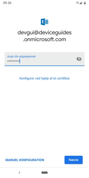 Indtast din adgangskode og vælg MANUEL KONFIGURATION