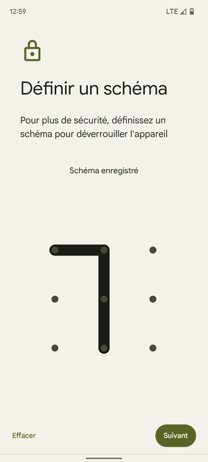 Dessinez un motif de déverrouillage et sélectionnez Suivant