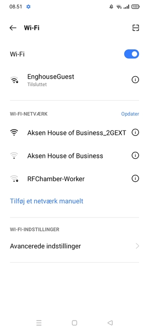 Du er nu tilsluttet Wi-Fi netværket