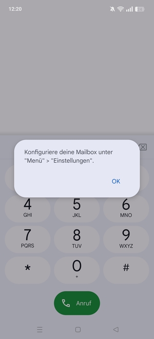 Falls Ihre Voicemail nicht eingerichtet ist, wählen Sie OK