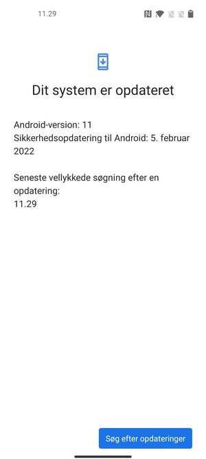 Hvis din telefon er opdateret, vil du se følgende skærmbillede