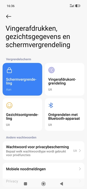 Uw telefoon is nu beveiligd met een schermvergrendeling
