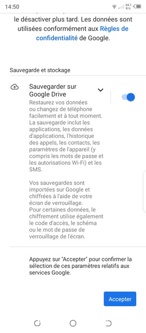 Sélectionnez Accepter