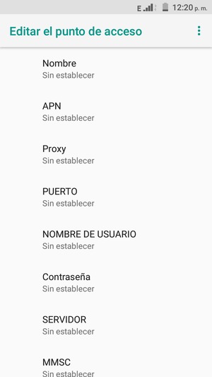 Introduzca la información de MMS
