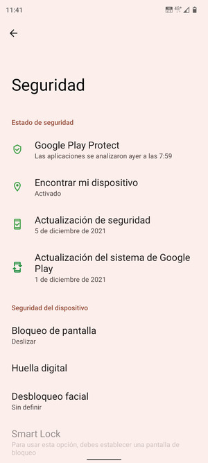 Seleccione Bloqueo de pantalla