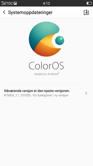 Hvis telefonen din er oppdatert, vil du se følgende skjermbilde