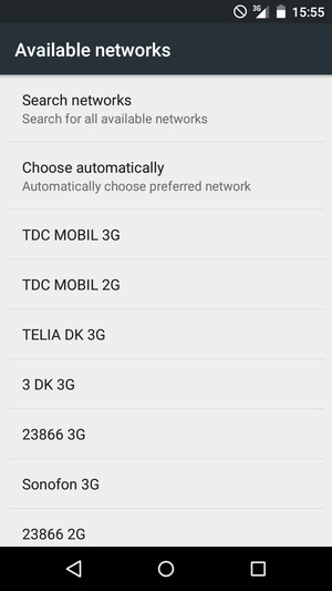 Select a network operator from the list
