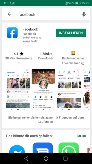 Wählen Sie die App