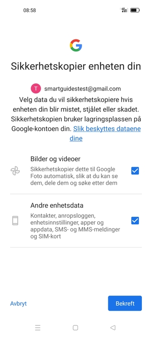 Velg ønsket alternativ og velg Bekreft