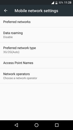 Select Preferred network type