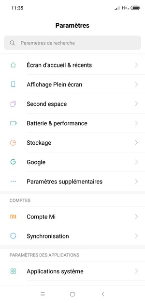 Faites défiler et sélectionnez Paramètres supplémentaires